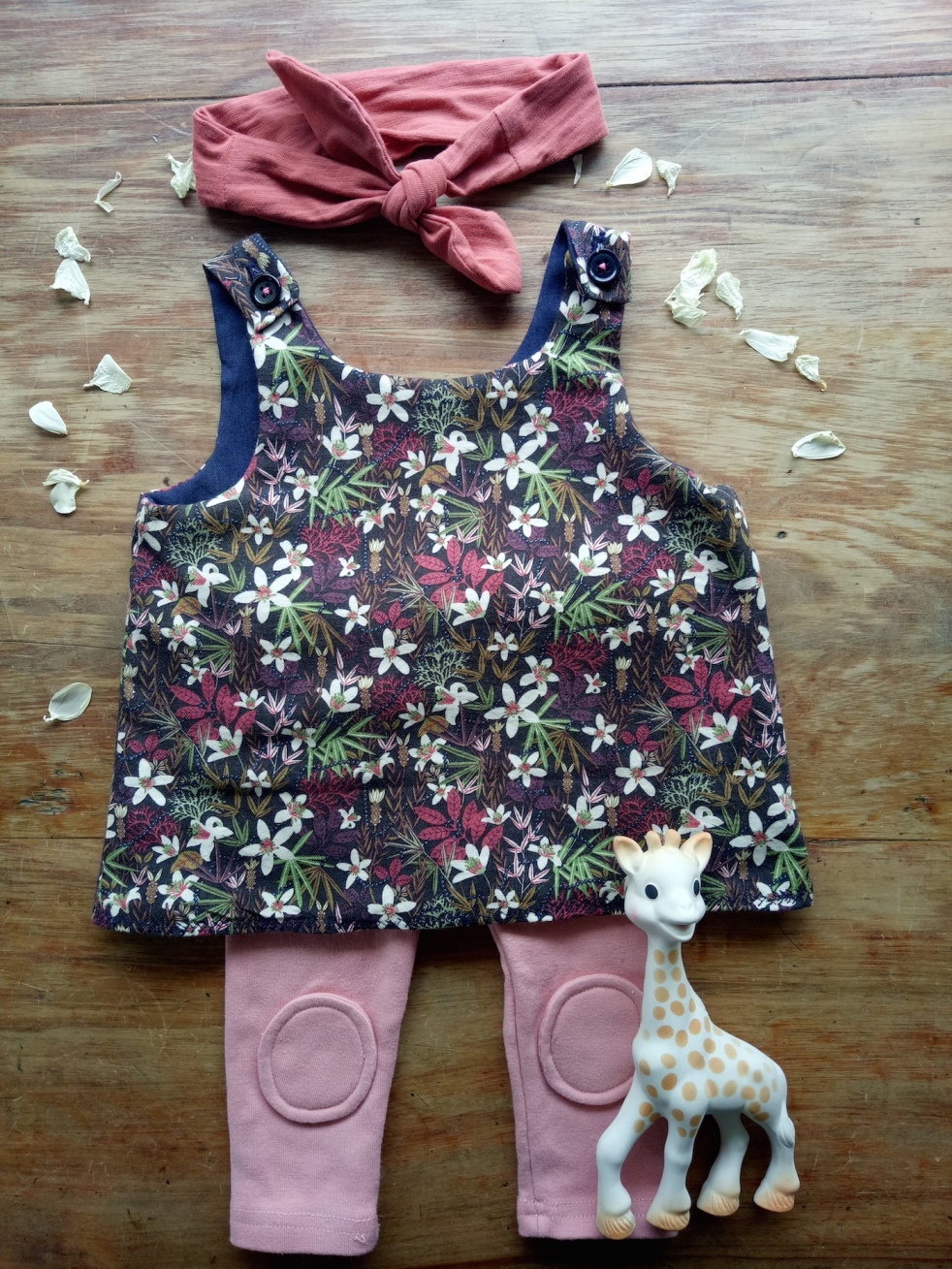 Sewing floral dress pink navy baby